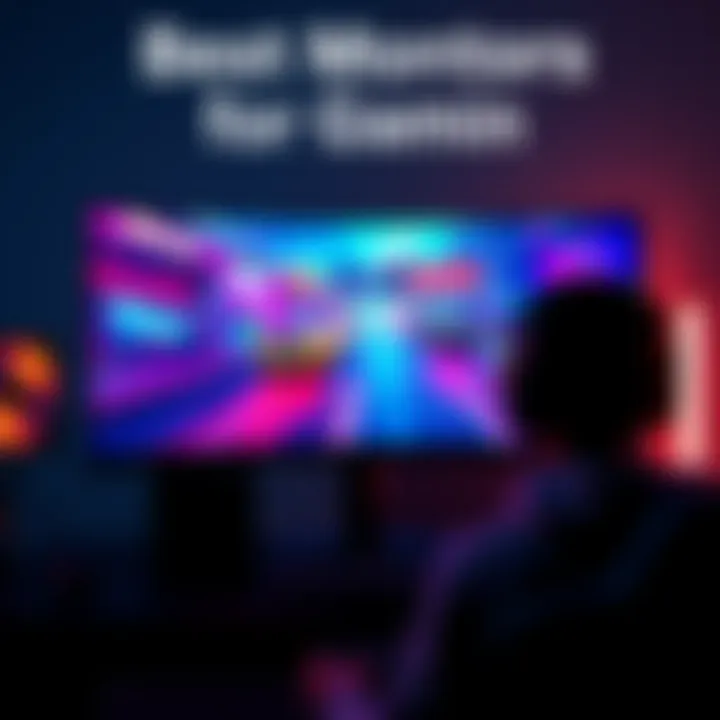 Best Monitors for Gaming A gamer enjoys a vibrant display on a high-performance monitor while playing a fast-paced video game, showcasing smooth graphics and quick response time.