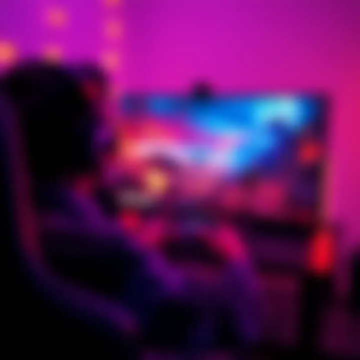 A gamer plays on an Xbox Series X connected to a monitor with low input lag, showcasing an immersive gaming setup.