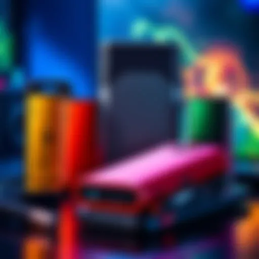 A selection of power banks designed for gaming with various features displayed.
