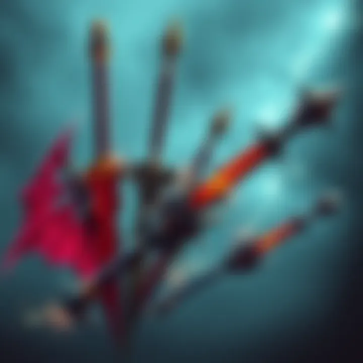 Best STR DEX FAI Weapons A selection of powerful weapons optimal for strength, dexterity, and faith hybrid builds in a fantasy setting.