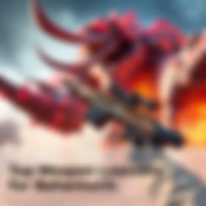 Best Weapon Loadouts for Behemoth Battles A player holds an AC-AR weapon ready for combat against a giant Behemoth in an action-packed scene