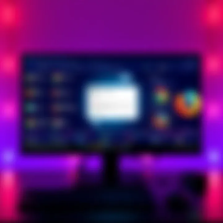 A computer screen displaying various web browsers with performance metrics and privacy features highlighted.