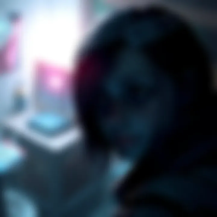 A close-up of a female video game character, Beth, looking contemplative in a dark, atmospheric setting with hints of her past visible in the background.