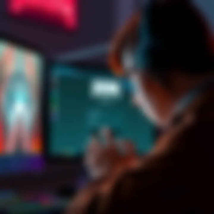 A worried gamer looking at a computer screen showing Bethesda account login for DOOM: The Dark Ages.