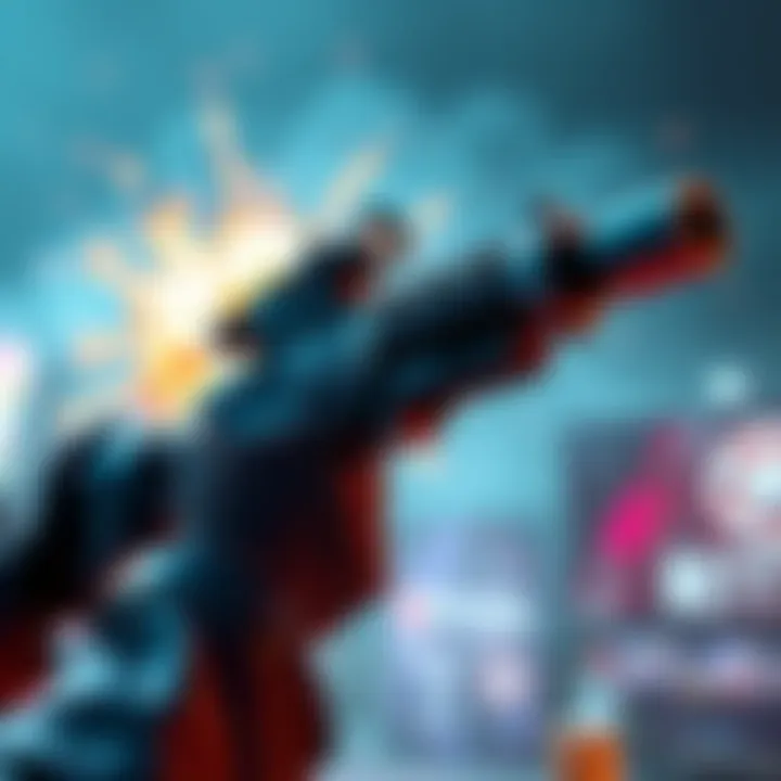 Bettina Gun in Action A player aiming the Bettina gun during a raid, showcasing its design and impact effect in a dynamic game environment.