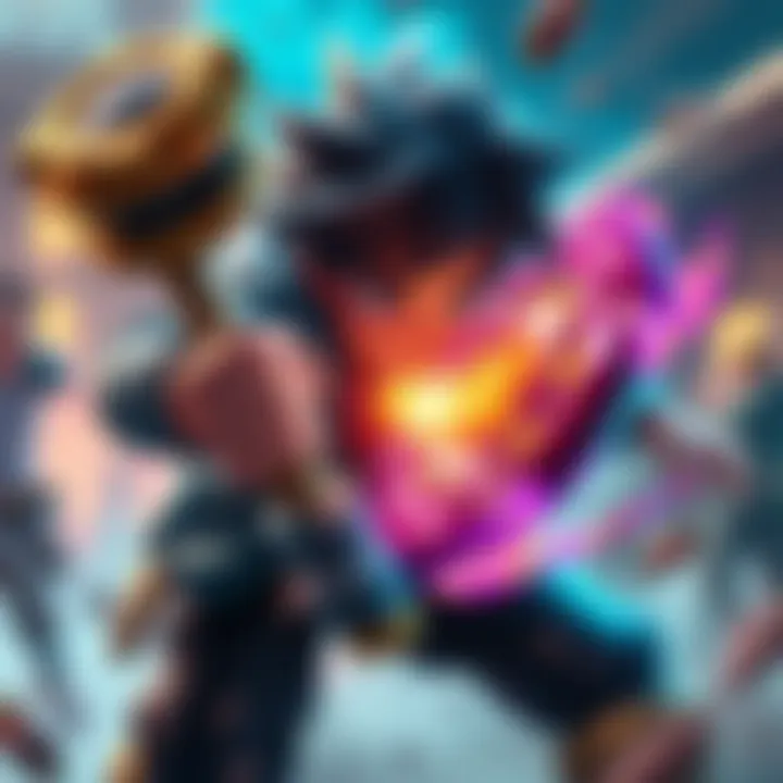 A player struggles to dodge a hammer Beyblade attack during a tense gaming moment