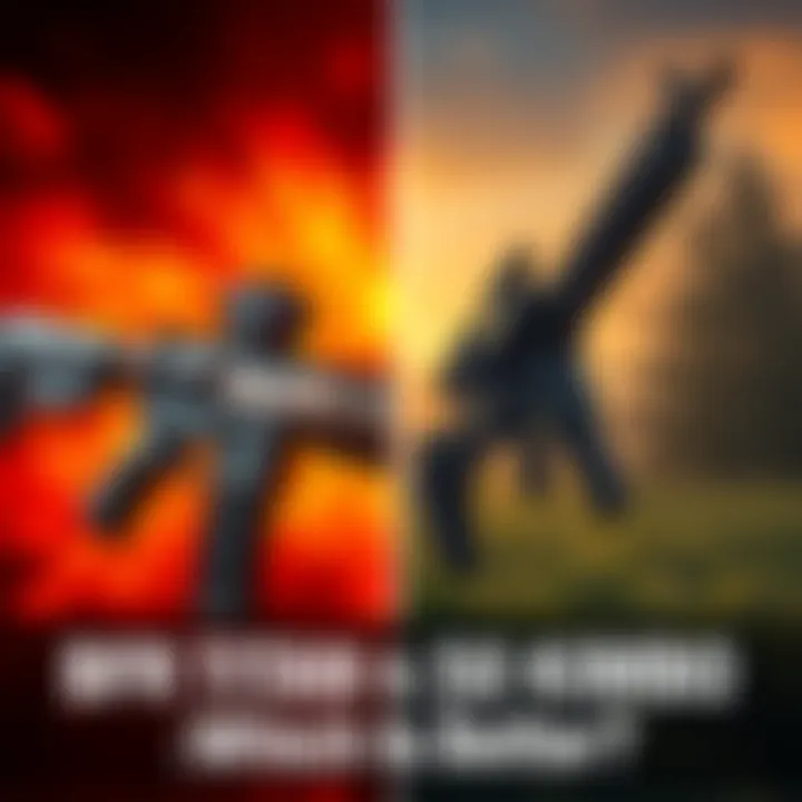 Side by side view of the BFR Titan and .50 Akimbo firearms with focus on their features