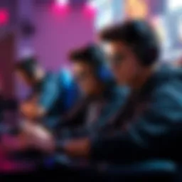 A group of gamers focused on playing in a paid BGMI tournament, showcasing intense competition.