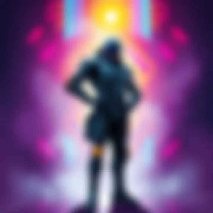 A person wearing a futuristic suit with a confident stance, symbolizing the idea of becoming a Big Daddy, standing against a vibrant backdrop.