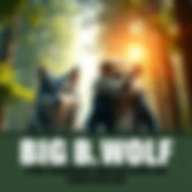 Big B. Wolf with Bigby Theme A wolf character representing Big B. Wolf next to a character named Bigby in a forest setting, showing the connection between them