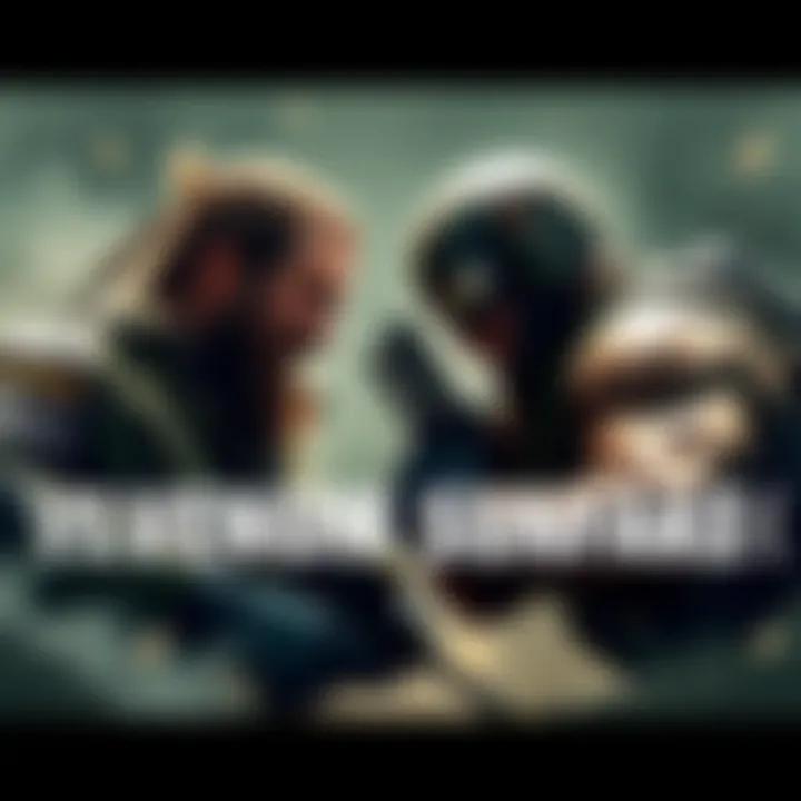 Big Boss vs Venom Snake Big Boss and Venom Snake facing off in a battle, showcasing their combat skills in an intense showdown.