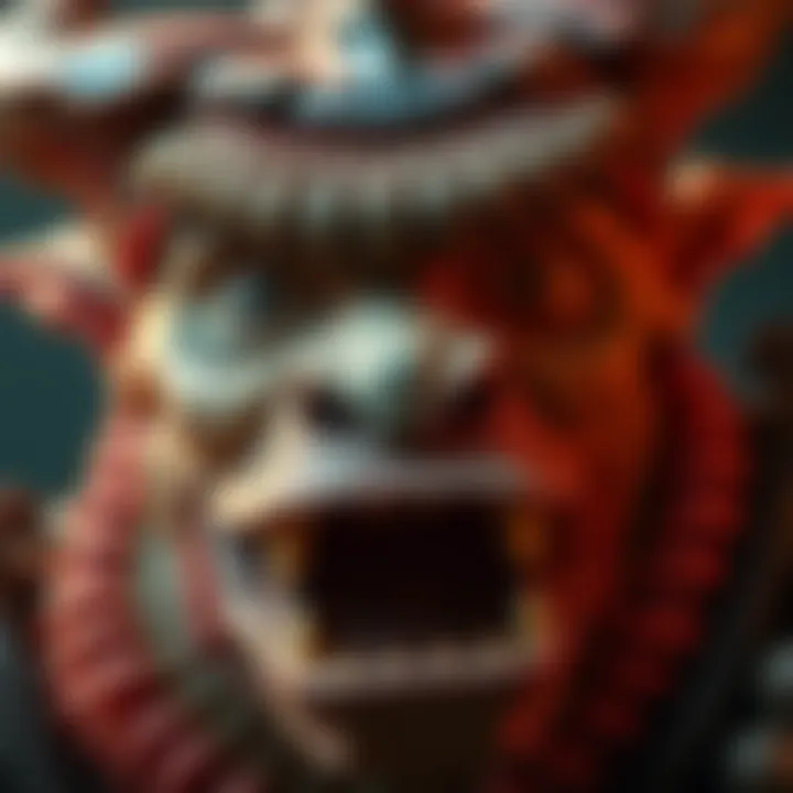 Close-up view of Big Daddy Cho'Gall showing unique features from an unusual camera angle