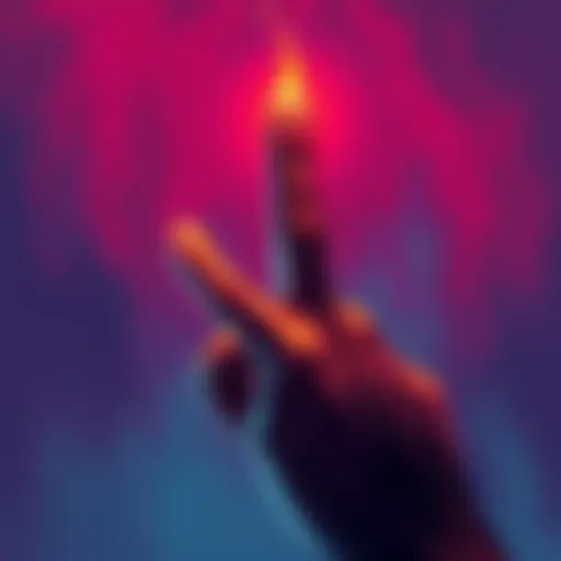 Big hairy finger illustration A hand with a large, hairy finger pointing upwards, representing the cultural symbol of the big hairy finger.