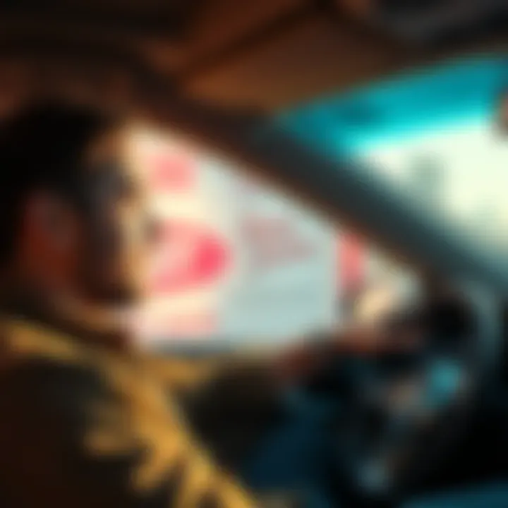 A man named Bigby sitting in a passenger seat, looking out the window with a thoughtful expression, while a driver is not visible in the image.