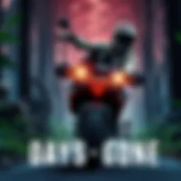 A biker riding a motorcycle through a forest filled with challenges and obstacles in Days Gone game