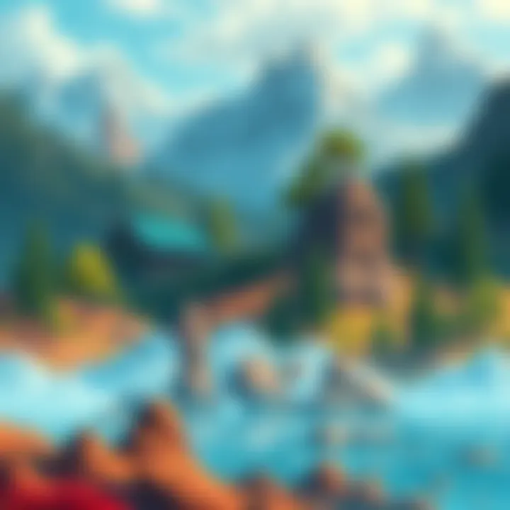Illustration showing multiple biomes like forests, deserts, and mountains, showcasing varied environments for exploration in Wilds content.