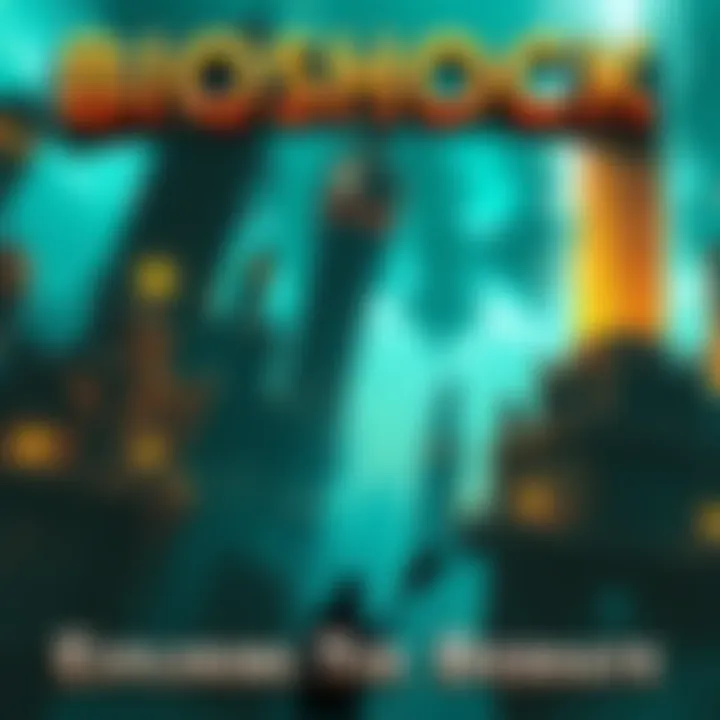 A dramatic underwater cityscape from Bioshock, showcasing towering structures and a vintage aesthetic.
