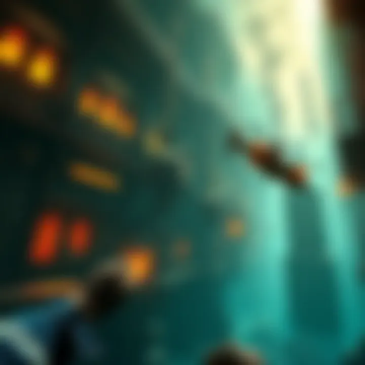 A screenshot showing intense gameplay action from BioShock 1 and 2, featuring the underwater city of Rapture, with a character exploring and enemies approaching.