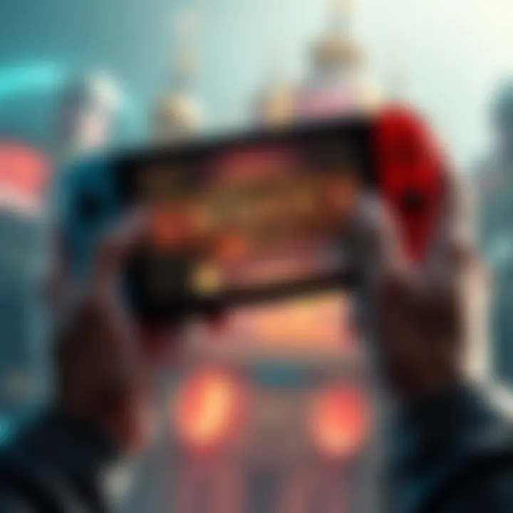 A player enjoying BioShock on a Nintendo Switch, showcasing the game's action in a handheld format