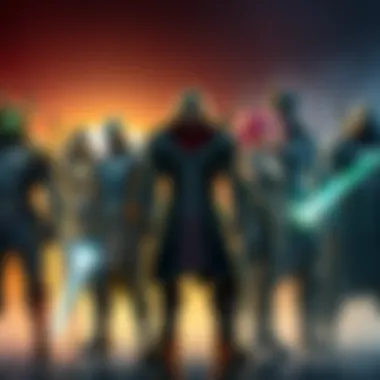 A collection of iconic characters from popular BioWare games standing together, showcasing their unique designs and styles.