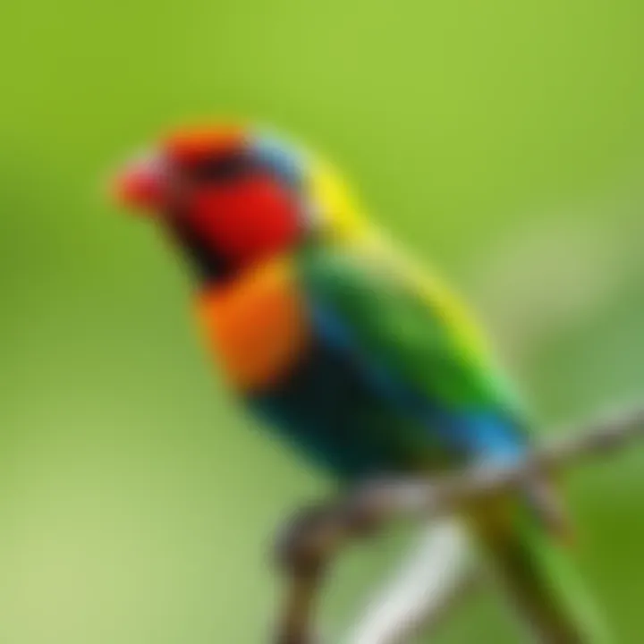 Bird Observing Nature A close-up of a colorful bird perched on a branch, looking curiously at its surroundings.