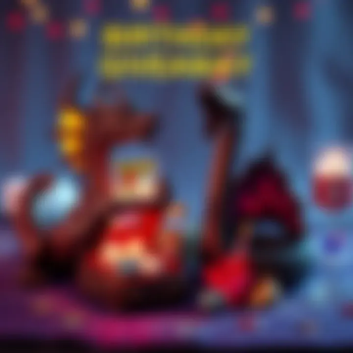 Two beautifully designed dice vaults, one in the shape of a dragon and the other resembling a serpent, displayed with festive decorations for a birthday celebration.