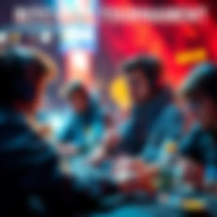 A digital poster featuring details of an upcoming Bitcoin tournament with players engaging in competition.