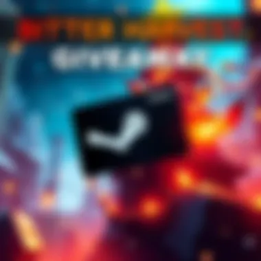 A promotional graphic celebrating the giveaway of a $25 Steam gift card for the demo launch of Bitter Harvest, featuring gaming elements and a festive design
