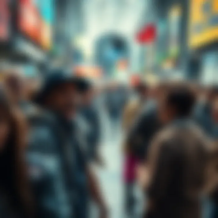 Bizarre Events Unfolding A crowd of people reacting with surprise to strange occurrences in a public space