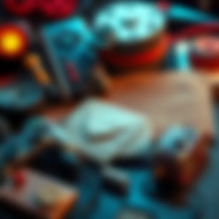 An array of unusual video game items, including a letter and a strange object, representing memorable finds in gaming.