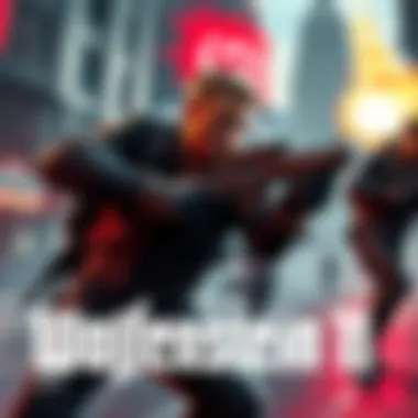 BJ Blazkowicz in action against Nazis BJ Blazkowicz fighting against Nazi soldiers with advanced weapons in a dystopian cityscape