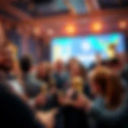 A group of people at the BJ Awards ceremony, smiling and holding trophies, celebrating achievements in the industry.