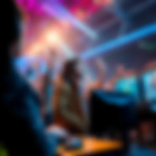 BJ stands focused in front of a gaming console, ready for his big match against Missler, with fans excitedly cheering in the background.