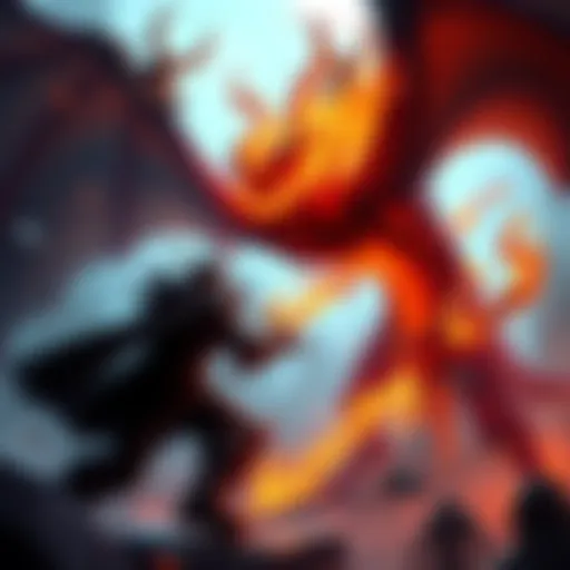 Black Blood vs. Ragnaros showdown A battle scene illustrating Black Blood character facing off against Ragnaros, highlighting their unique abilities and styles.