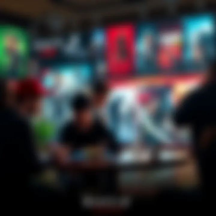 Fans engaging in a lively discussion about the Black Flag remake, sharing ideas on improvements and features to keep, with gaming posters in the background.