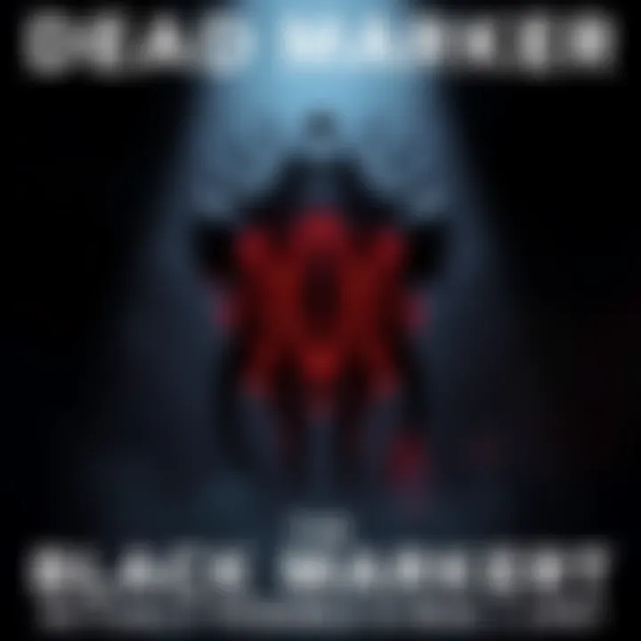 Concept art of the Black Marker from Dead Space, showing its dark, elongated shape and glowing patterns, set against a shadowy background.