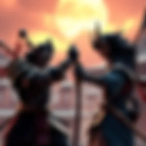 A scene showing characters from Black Myth Wukong and Sekiro facing off in an action-packed setting