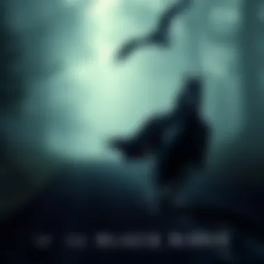 The Black Rider stands defiantly on a dark, ominous road, symbolizing the struggle between power and conflict.