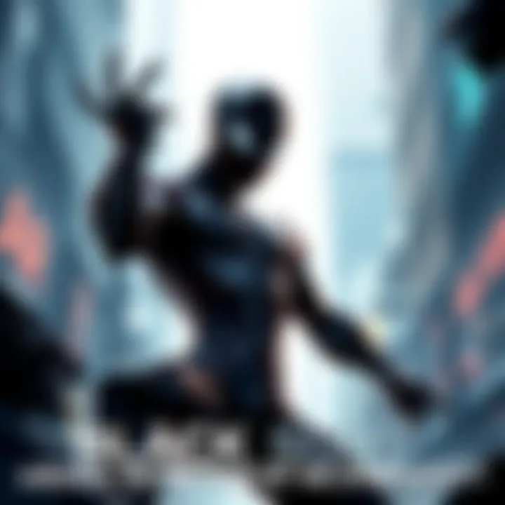 A character wearing a sleek black suit, inspired by classic comic designs, in a dynamic pose ready for action.