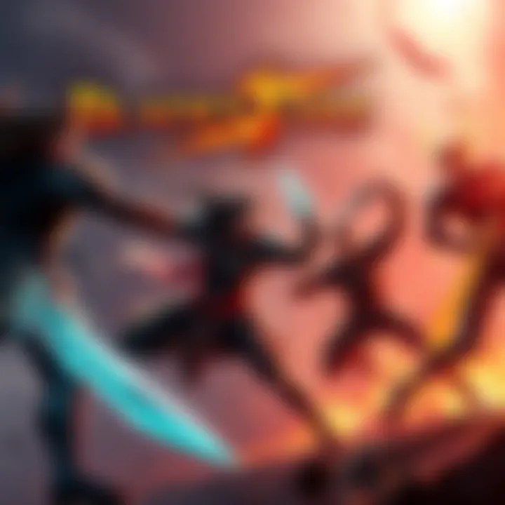 A scene from Blades of Fire showing an epic battle with characters in action, highlighting the game's graphics and excitement.