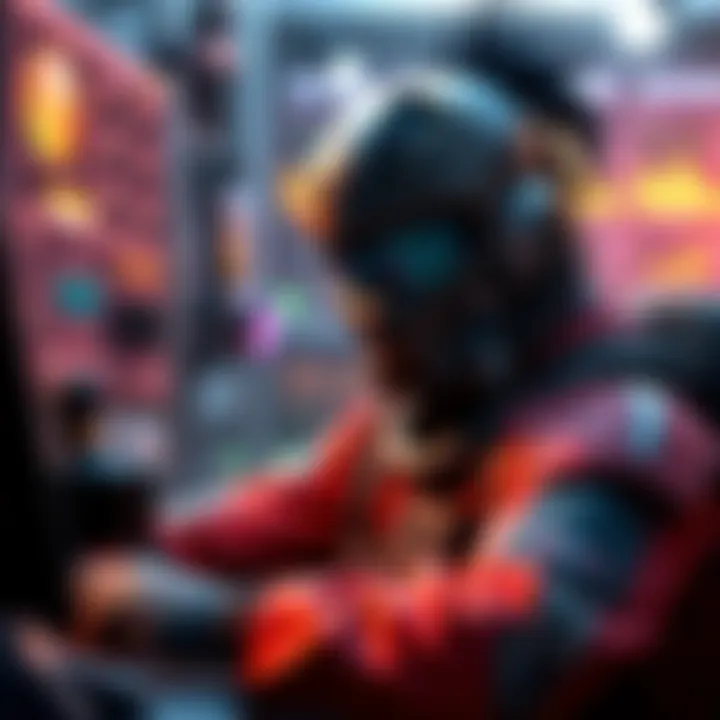 A character configuring modules for a Blair build, focused on optimizing gameplay strategies in a digital environment.