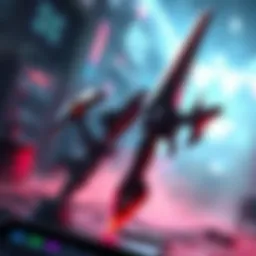 A detailed view of the Blasphemous Blade alongside the Bloodhound Fang, showcasing their designs and features in a vibrant gaming setting.