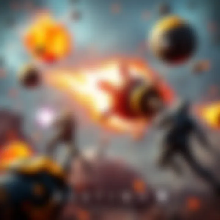 A Guardian in Destiny 2 uses the Blast Distributor to create area denial in a battle setting, with colorful explosions and effects surrounding them.