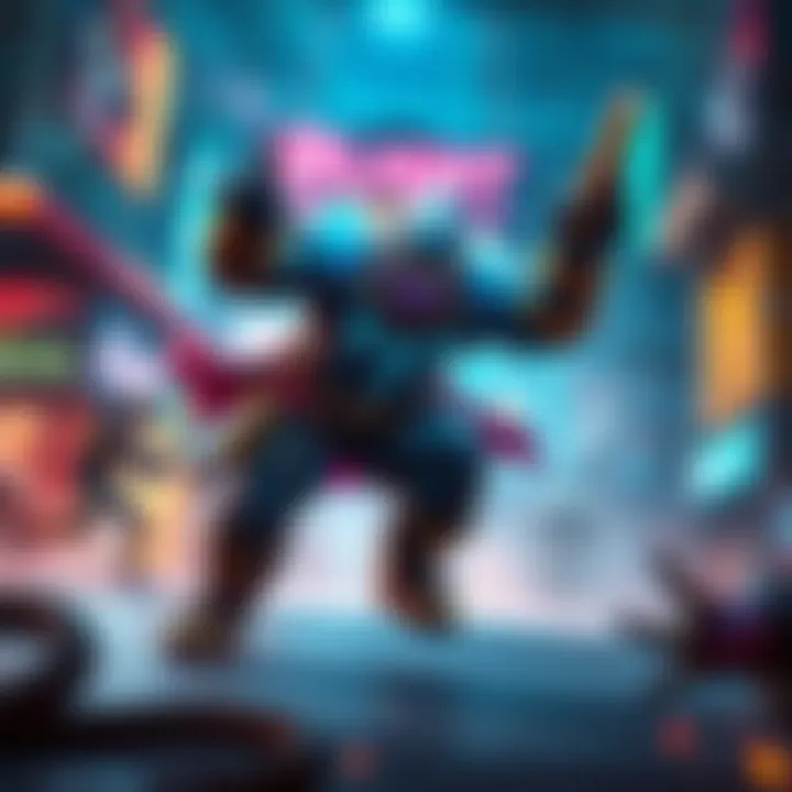 A gaming character named Blight showcasing his fast movement and abilities in a vibrant game setting, illustrating his dominance in gameplay.