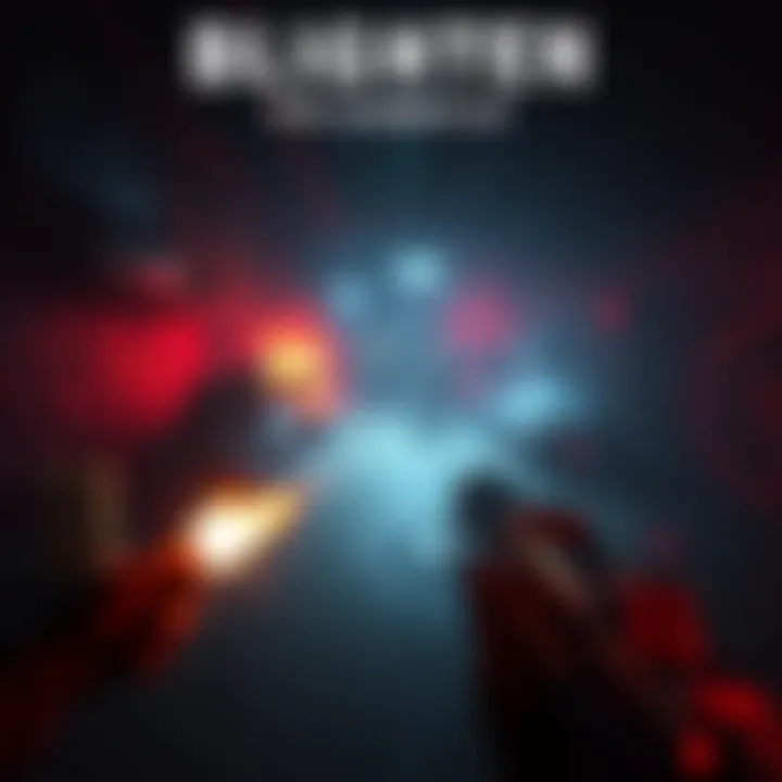 Footage from BLIGHTEN showing intense combat with a dark environment and retro-style graphics inspired by DOOM.