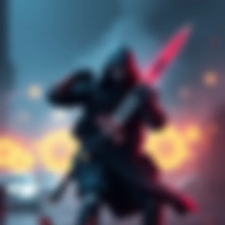 A player strategizing in a Blitz game, holding a Rumi sword while using utilities to win without guns.