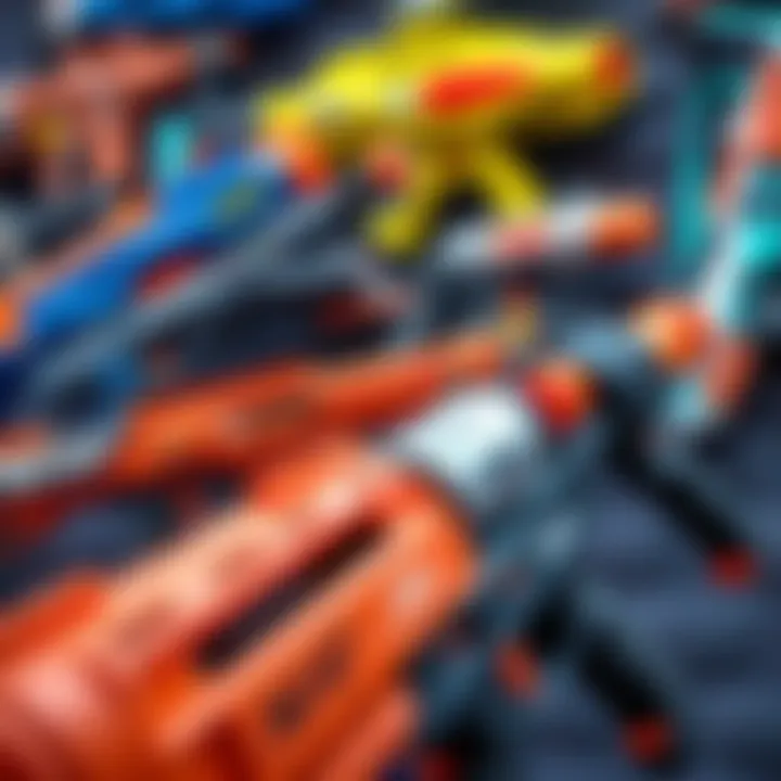 Colorful Nerf blasters displayed alongside fan art and expectations from players