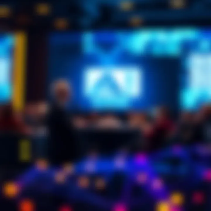 Blizzard's president speaking at a conference about the use of AI technology in game development