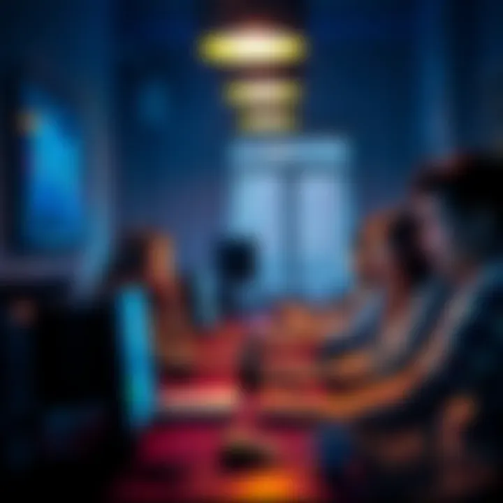 A group of diverse people working remotely at home, focused on their computers.