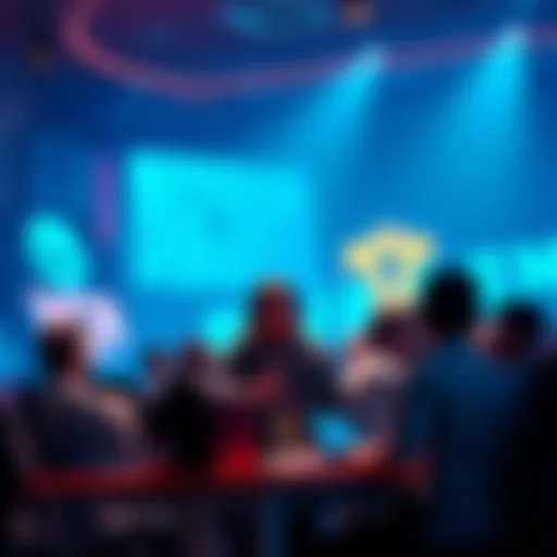 A group of gamers discussing Blizzard's guidelines and expectations for player behavior in a lively setting.